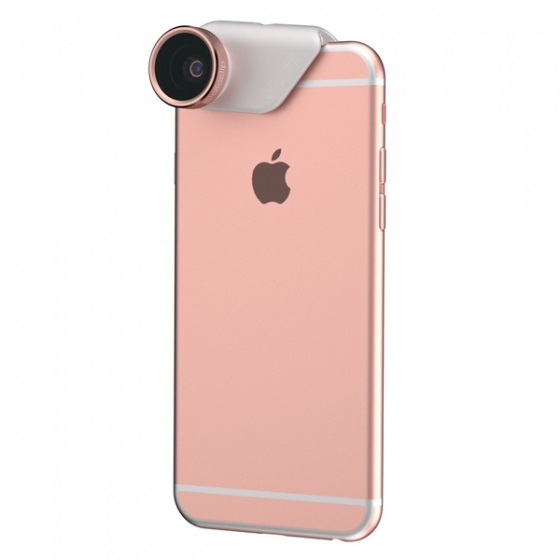 Объектив Olloclip Combo 4-in-1 для iPhone 6/6s//6/6s Plus линза розовый/золотой, крепление белый OC-0000167-EU